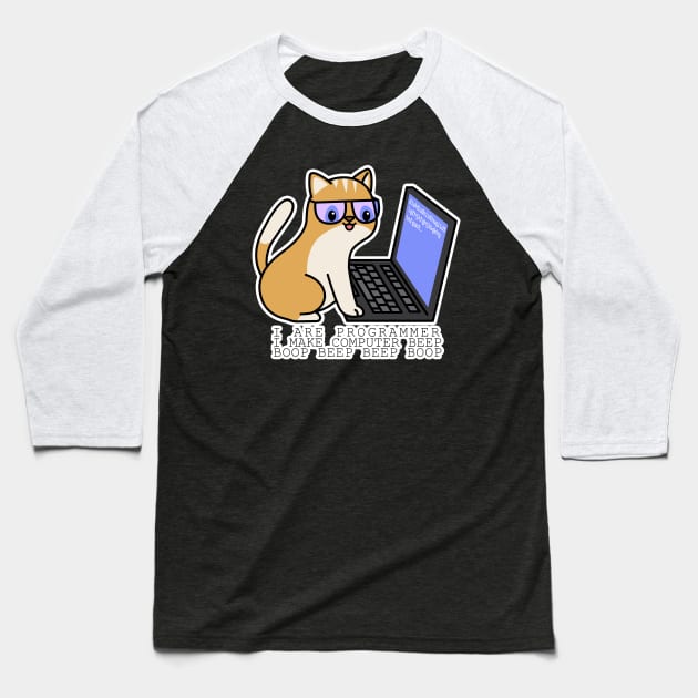 Programmer Cat Baseball T-Shirt by X-TrashPanda